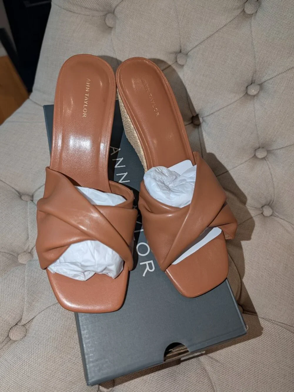 New with Box Ann Taylor Leather Wedge Sandal - Size 8.5